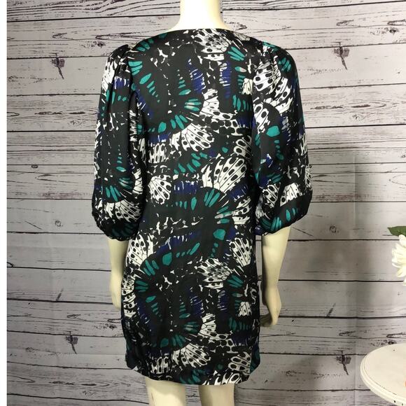BCBG generation sheath dress, balloon sleeves  in black with green, blue size 6 - Picture 6 of 12